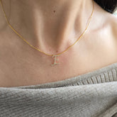 18ct Yellow Gold Natural Diamond Initial E